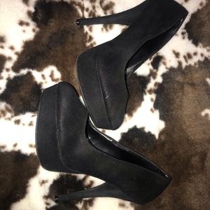 Black suede stiletto heels